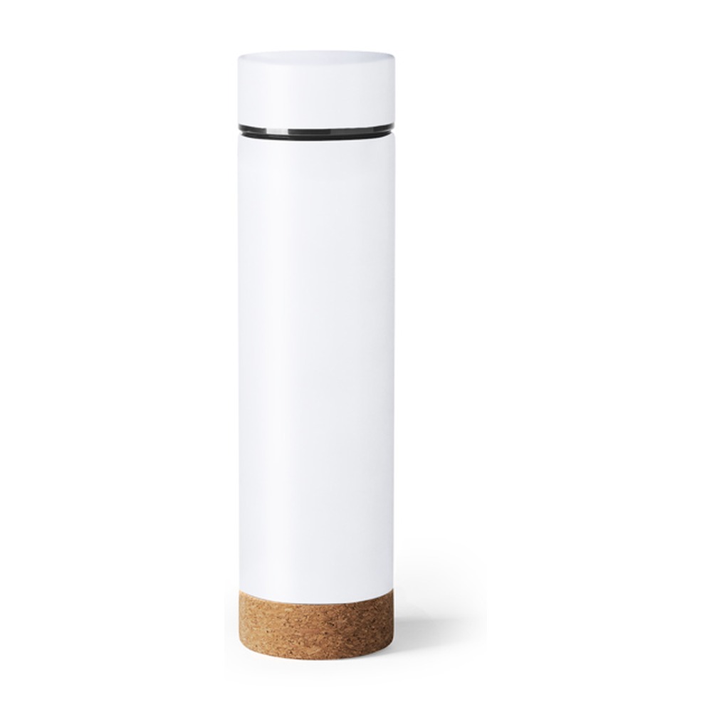 μπουκάλι θερμός με φελλό 460ml 460ml λευκό_printiq.gr
