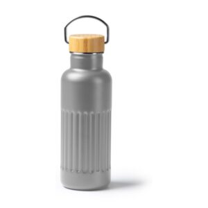 μπουκάλι θερμός 500ml με bamboo 500ml γκρι_printiq.gr