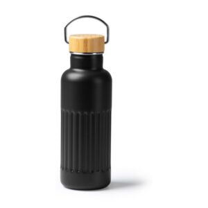 μπουκάλι θερμός 500ml με bamboo 500ml μαύρο_printiq.gr