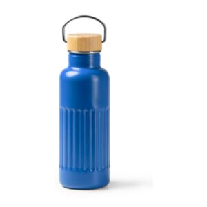 μπουκάλι θερμός 500ml με bamboo 500ml μπλε ρουά_printiq.gr