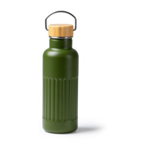 μπουκάλι θερμός 500ml με bamboo 500ml πράσινο σκούρο_printiq.gr