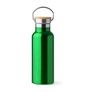 μπουκάλι θερμός 500ml με καπάκι μπαμπού 500ml πράσινο_printiq.gr