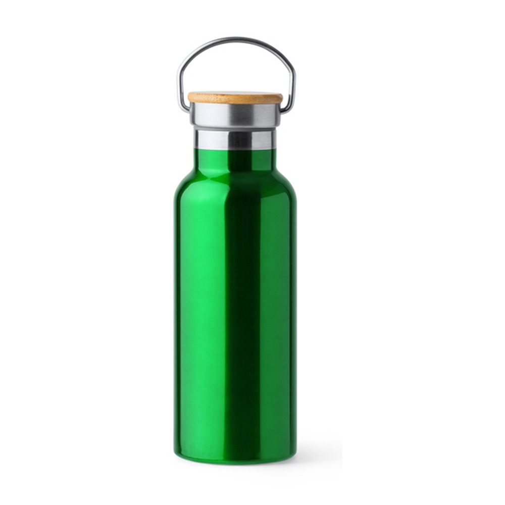 μπουκάλι θερμός 500ml με καπάκι μπαμπού 500ml πράσινο_printiq.gr