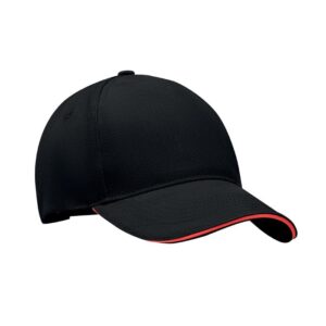 Καπέλο baseball με εκτύπωση AGNIS HCAEB GNOL μαύρο / κόκκινο_printiq.gr