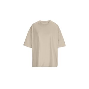 Oversized Μπεζ Linen Γυναικείο T-Shirt με Εκτύπωση Υxob Women_printiq.gr