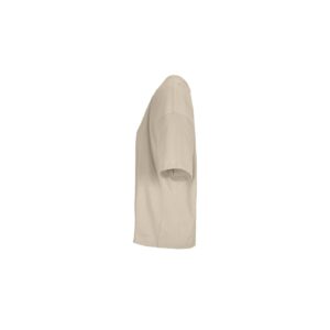 Oversized Μπεζ Linen Γυναικείο T-Shirt με Εκτύπωση Υxob Women πλαϊνή όψη_printiq.gr